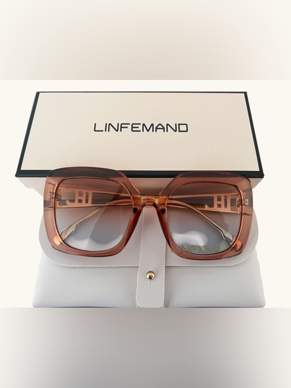 Women's Pink & Gold Gradient Square Sunglasses